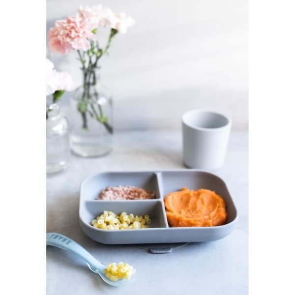 Béaba Repas Silikon Måltidsset med sugkopp Grå