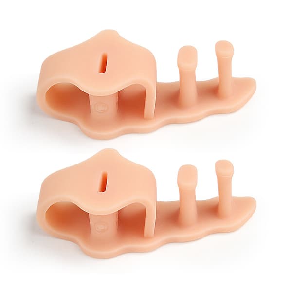 INF Transparent Tåseparator med Dubbla Hål för Hallux Valgus Korrigering Beige