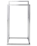 Miniatyrbild 4 av 5: Handduksställ Glansig Silver Stål 2 Stänger Badrumstillbehör Stående Handduksförvaring Stång Modern Design