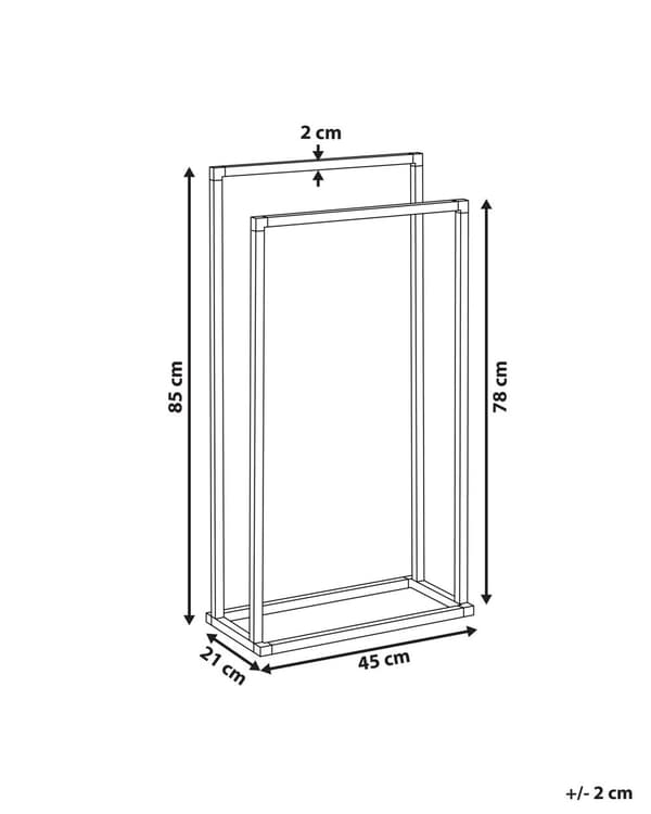 Håndklædestativ sort mat stål 85 x 45 cm 2 skinner Badeværelsestilbehør Stående håndklædeopbevaringsstativ i Moderne design