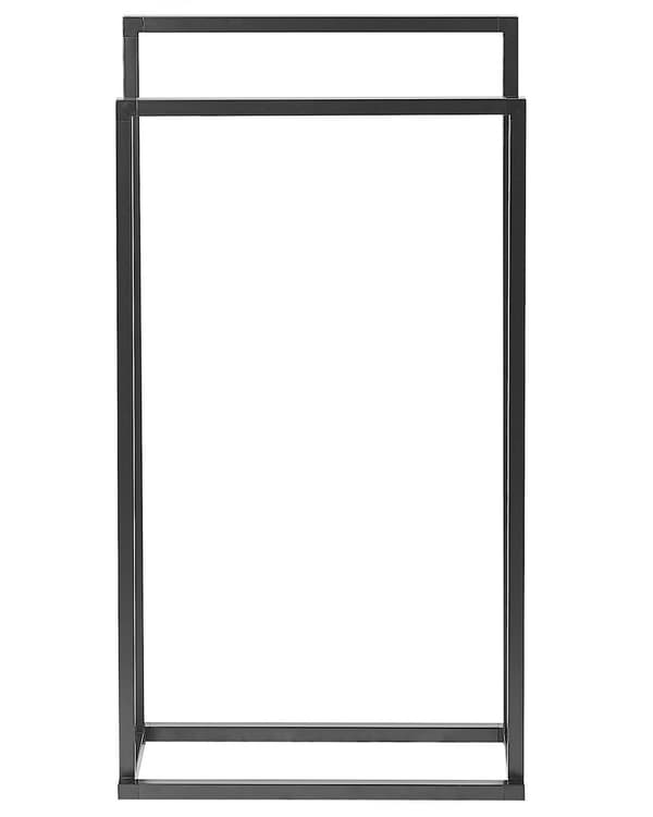 Håndklædestativ sort mat stål 85 x 45 cm 2 skinner Badeværelsestilbehør Stående håndklædeopbevaringsstativ i Moderne design
