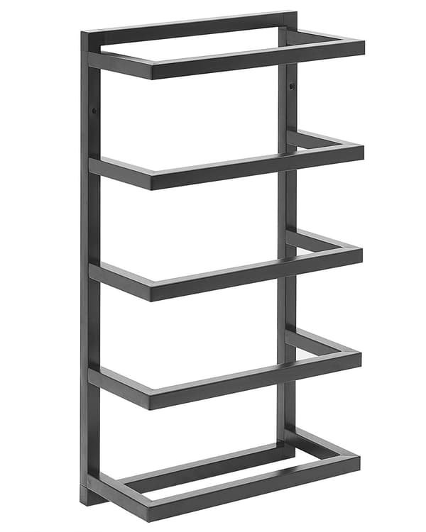 Håndklædestativ Sort Mat Stål 57 x 31 cm Badeværelsestilbehør Vægmonteret Håndklædeopbevaring Moderne Design