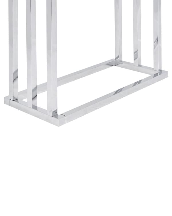 Håndklædeholder Sølv Krom Stål og Mørkt Træ 84 x 45 x 21 cm 3 Skinner Badeværelsestilbehør Fritstående Håndklædestativ til Gulv Moderne Design