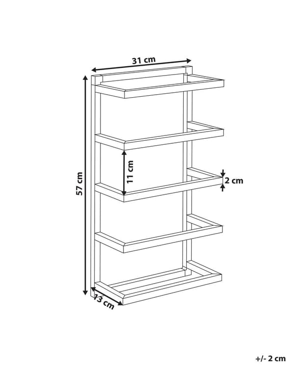 Pyyheteline musta 31 x 57 x 13 cm teräksinen seinään kiinnitettävä pyyhkeille moderni tyyli