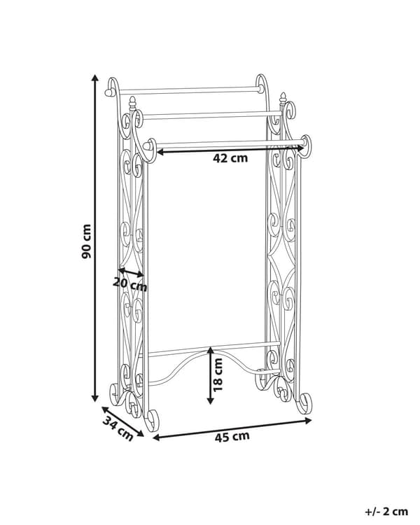 Håndklædeholder Hvid Pulverlakeret Jern 45 x 90 cm Badeværelsestilbehør Fritstående Stående Stativ Opbevaring Fransk Moderne Design