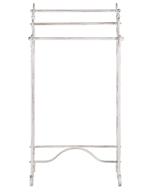 Håndklædeholder Hvid Pulverlakeret Jern 45 x 90 cm Badeværelsestilbehør Fritstående Stående Stativ Opbevaring Fransk Moderne Design