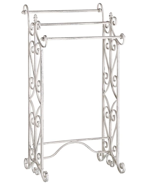 Håndklædeholder Hvid Pulverlakeret Jern 45 x 90 cm Badeværelsestilbehør Fritstående Stående Stativ Opbevaring Fransk Moderne Design