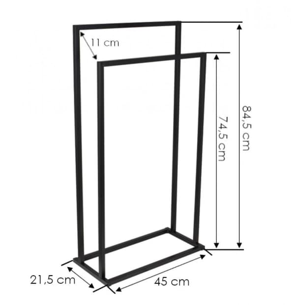 Håndklædeholder - stående - 45x21,5x84,5 cm - mat sort
