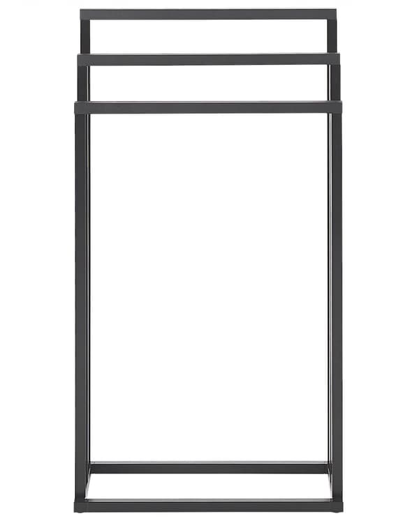 Pyyheteline 45 x 84 x 21 cm kolmiosainen mattamusta runko tumma puu vapaasti seisova moderni tyyli