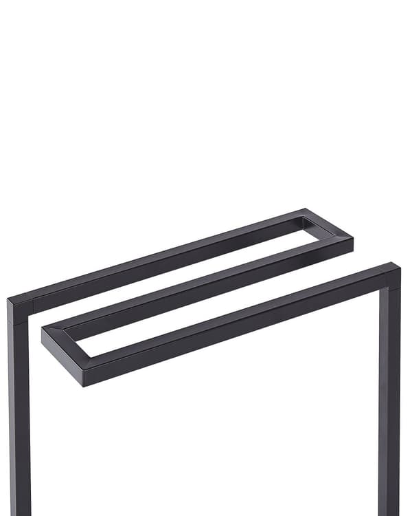 Håndklædeholder Sort Mat Stål 83 x 19 x 42 cm Fritstående Håndklædestativ til Badeværelse Gulv Dekoration Indretning Tilbehør Moderne Design