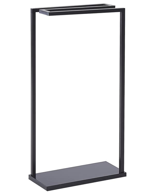Håndklædeholder Sort Mat Stål 83 x 19 x 42 cm Fritstående Håndklædestativ til Badeværelse Gulv Dekoration Indretning Tilbehør Moderne Design