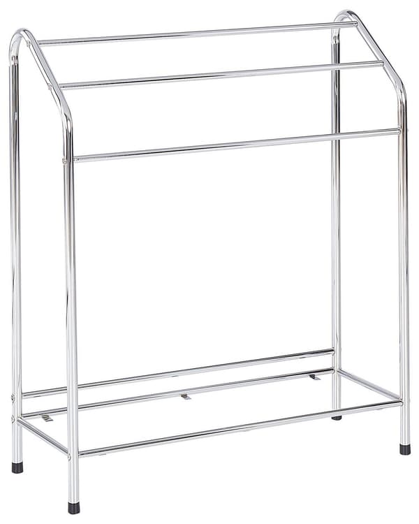 Håndklædeholder Sølv og Mørk Fyrretræ 72 x 85 cm Dekorativ Fritstående Håndklædestativ til Gulv uden Skruer Tilbehør Badeværelse