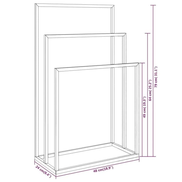 vidaXL fritstående håndklædeholder 48x24x79 cm jern sort