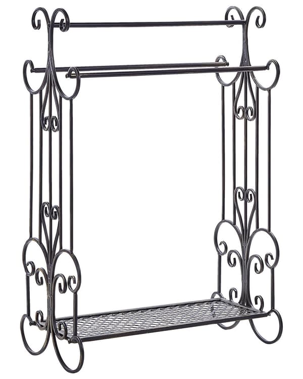 Handduksställ Svart Järn 3 Stänger 60 x 90 cm Fristående Badrumstillbehör Vintage Dekor