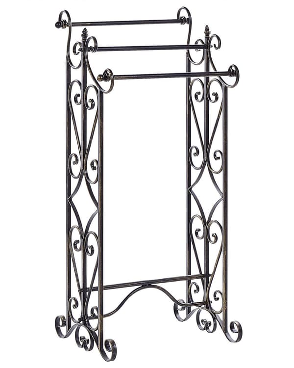 Håndklædeholder Sort Pulverlakeret Jern 45 x 90 cm Badeværelsestilbehør Fritstående Stående Stativ Opbevaring Fransk Moderne Design