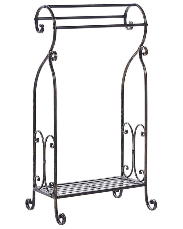Håndklædeholder Sort Pulverlakeret Jern 49 x 91 cm Fritstående Håndkædestativ Fransk Stil Moderne Design Badeværelse Tilbehør Inspiration