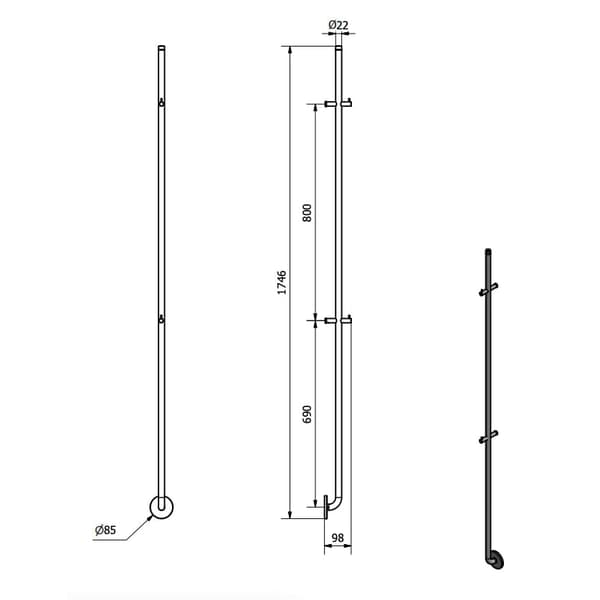 INR Line Håndkletørker H175cm
