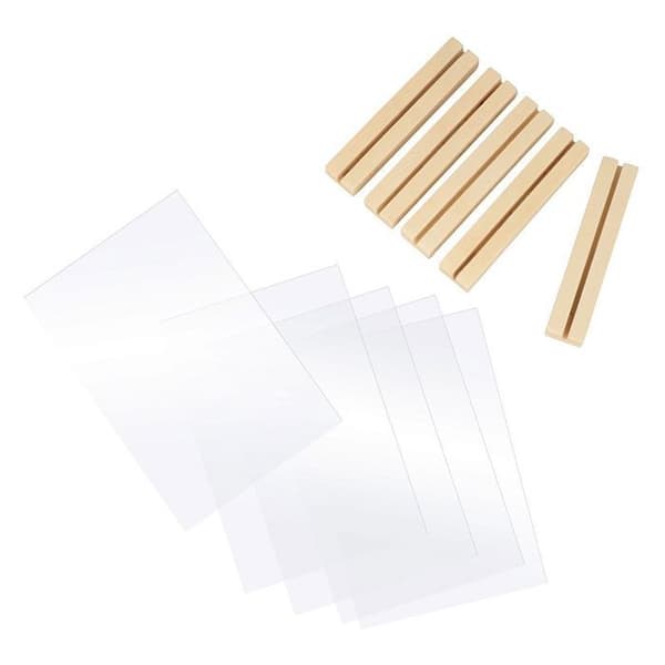 5 genomskinliga plexiglasplattor 10 x 15 cm + baser