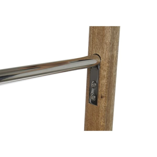 Fritstående håndklædestativ DKD Home Decor Natur Sølvfarvet Aluminium Mangotræ (42,5 x 5 x 147,5 cm)