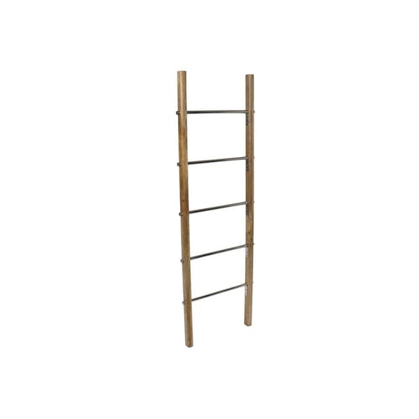 Fritstående håndklædestativ DKD Home Decor Natur Sølvfarvet Aluminium Mangotræ (42,5 x 5 x 147,5 cm)