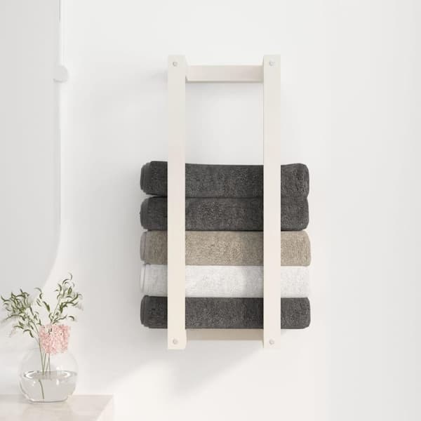 vidaXL håndklædeholder 23x18x60 cm massivt fyrretræ hvid