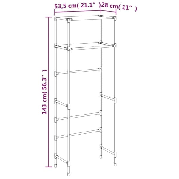 vidaXL 2-tasoinen Hyllykkö WC-pytyn ylle musta 53,5x28x143 cm rauta