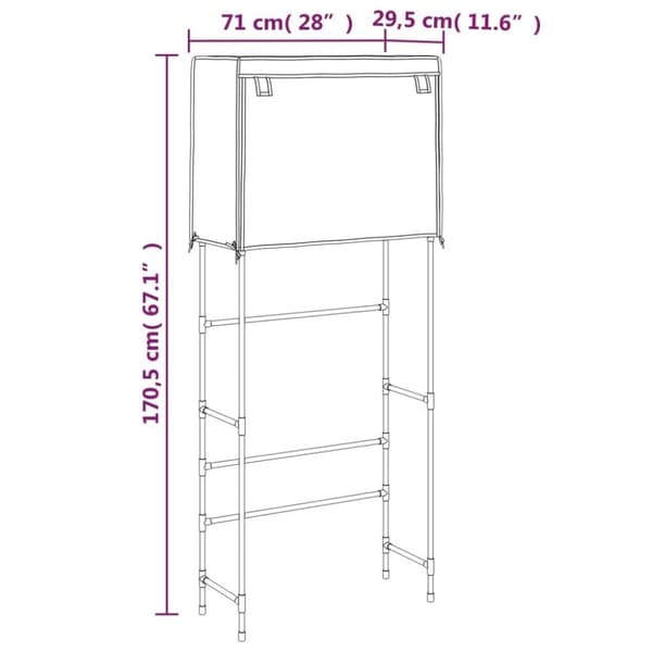 vidaXL opbevaringsreol over vaskemaskine 71x29,5x170,5 cm jern sort