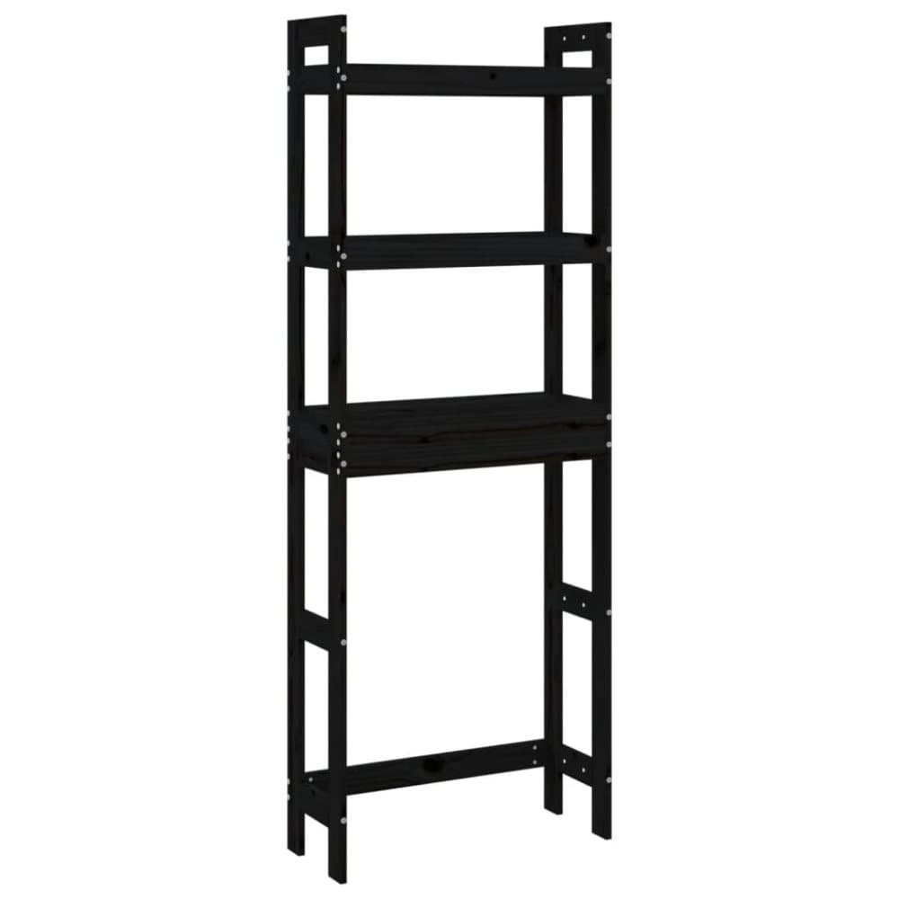 vidaXL Badrumshylla svart 63x26x171 cm massiv furu