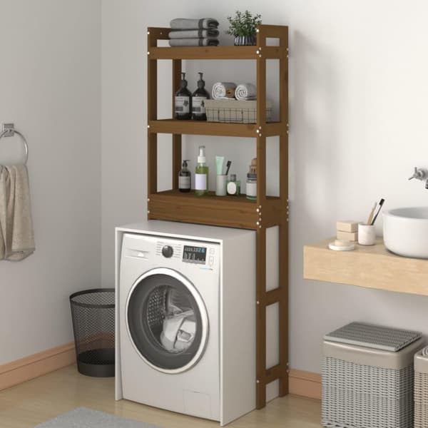 vidaXL Badrumshylla honungsbrun 63x26x171 cm massiv furu