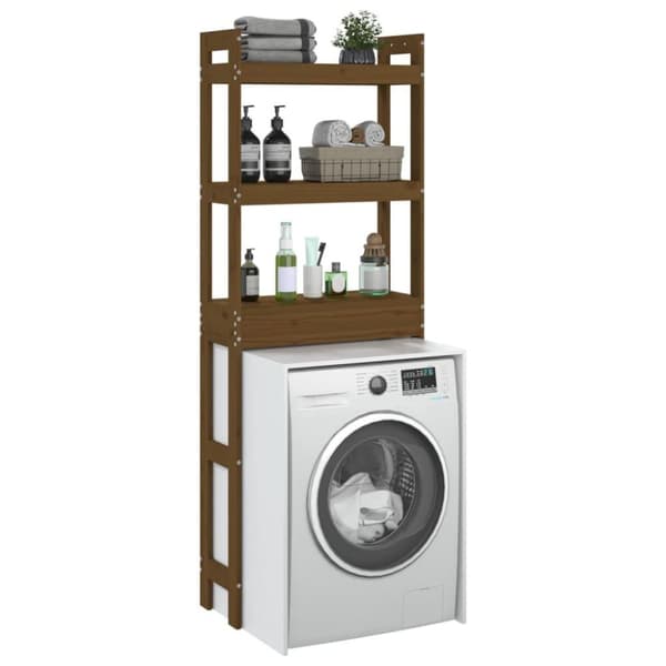 vidaXL Badrumshylla honungsbrun 63x26x171 cm massiv furu