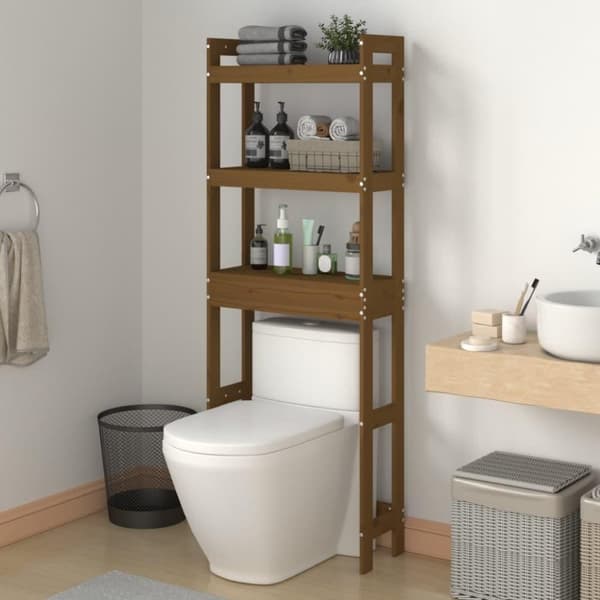 vidaXL Badrumshylla honungsbrun 63x26x171 cm massiv furu
