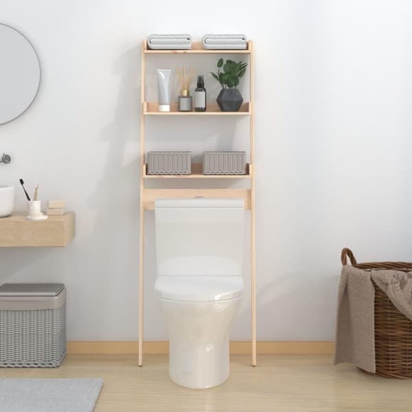 vidaXL Baderomshylle 63,5x32x179 cm heltre furu