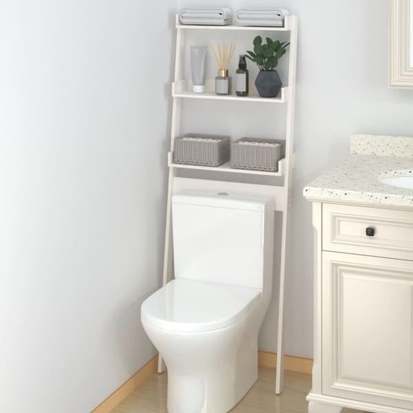 vidaXL Baderomshylle hvit 63,5x32x179 cm heltre furu