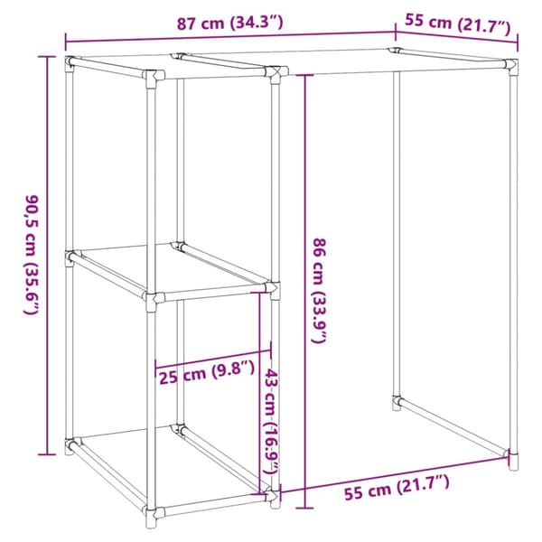 vidaXL Hylla för tvättmaskin gräddvit 87x55x90,5 cm järn