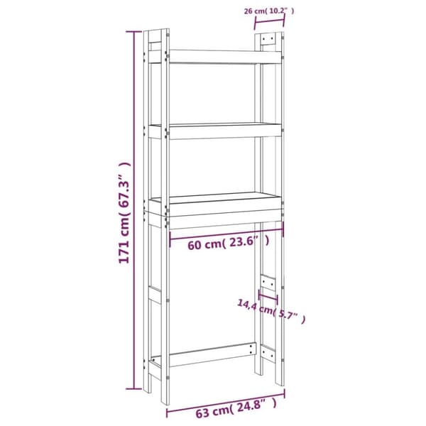 vidaXL WC-teline 63x26x171 cm täysi mänty