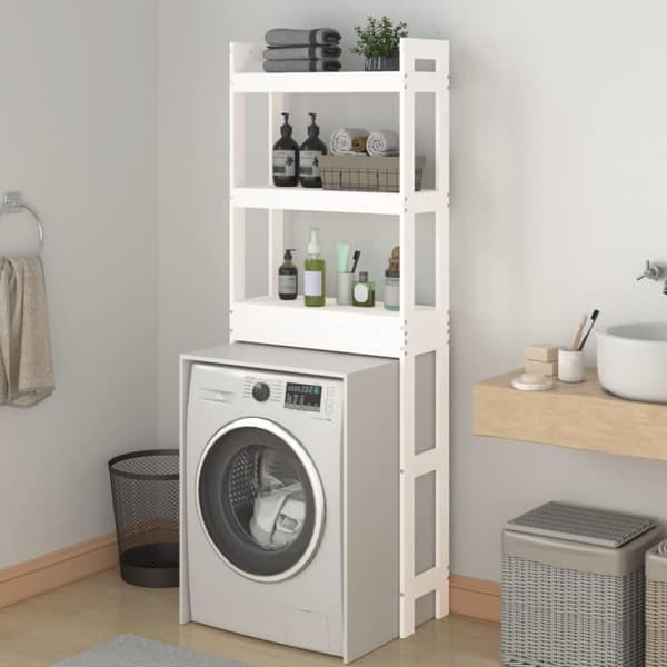 vidaXL toiletstativ 63x26x171 cm massivt fyrretræ hvid