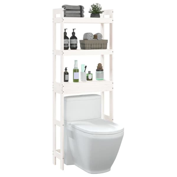 vidaXL toiletstativ 63x26x171 cm massivt fyrretræ hvid