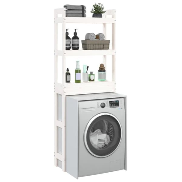vidaXL toiletstativ 63x26x171 cm massivt fyrretræ hvid