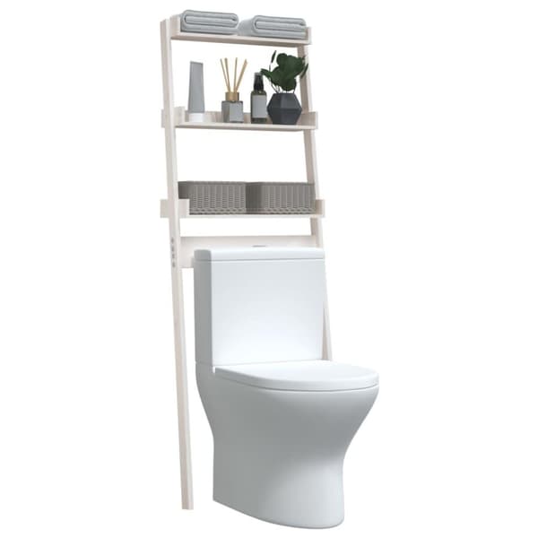 vidaXL toiletstativ 63,5x32x179 cm massivt fyrretræ hvid