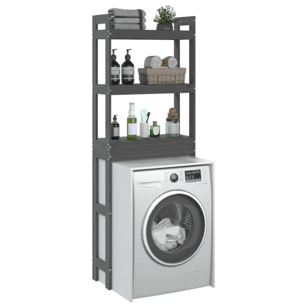 vidaXL toiletstativ 63x26x171 cm massivt fyrretræ grå