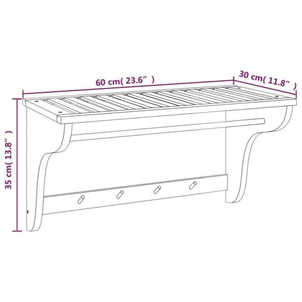 vidaXL Håndklestativ 60x30x35 cm heltre valnøtt
