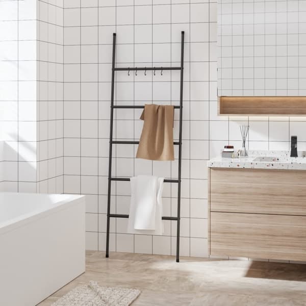 vidaXL Håndklestige 5 etasjer svart 58x175 cm jern