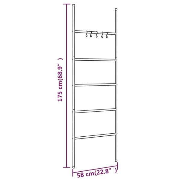 vidaXL håndklædestige 5 niveauer 58x175 cm jern sort