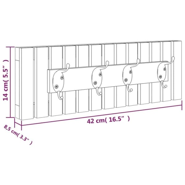vidaXL knagerække 42x8,5x14 cm massivt valnøddetræ