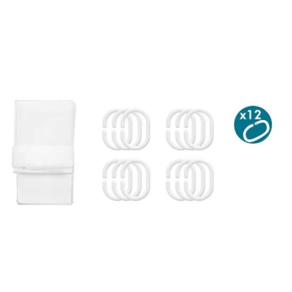 Duschdraperi Berilo 213 Vit Transparent Plast PEVA 180 x 180 cm (12 antal)