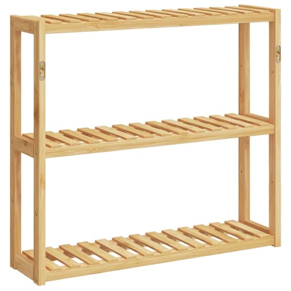 vidaXL væghylde til badeværelse 3 hylder 60x15x54 cm bambus