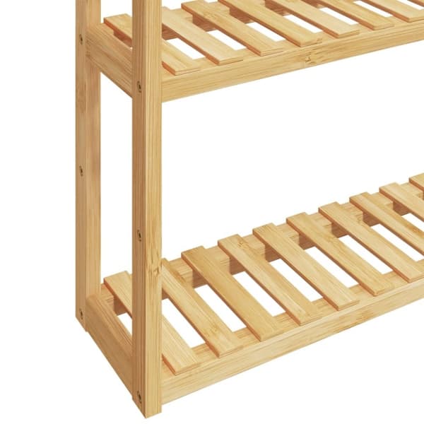 vidaXL væghylde til badeværelse 3 hylder 60x15x54 cm bambus