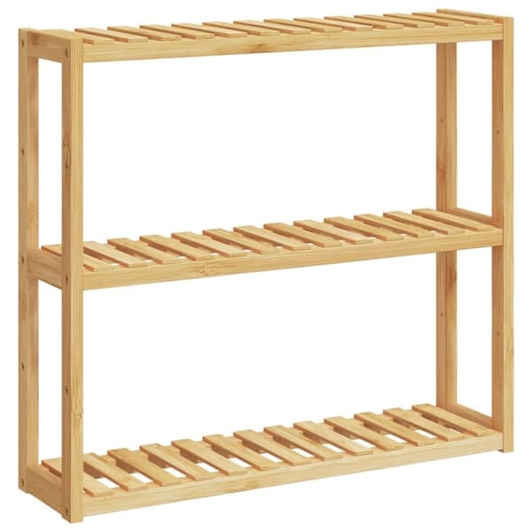 vidaXL væghylde til badeværelse 3 hylder 60x15x54 cm bambus