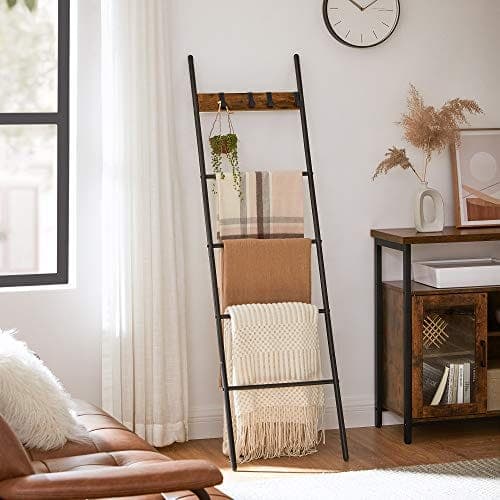 VASAGLE håndklædestigehylde med 5 niveauer 44 x 160 cm, vintage brun/sort