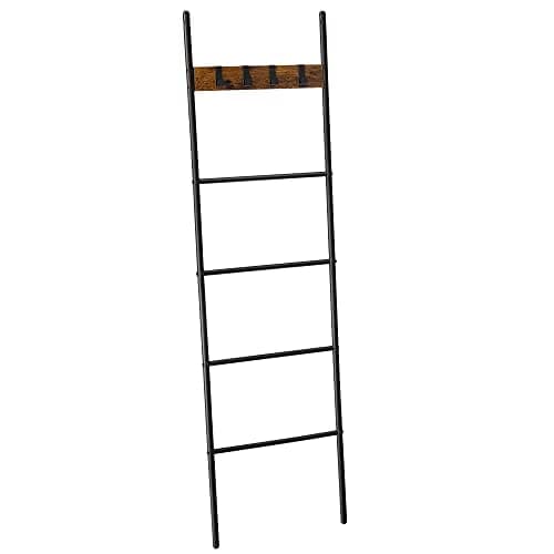 VASAGLE håndklædestigehylde med 5 niveauer 44 x 160 cm, vintage brun/sort